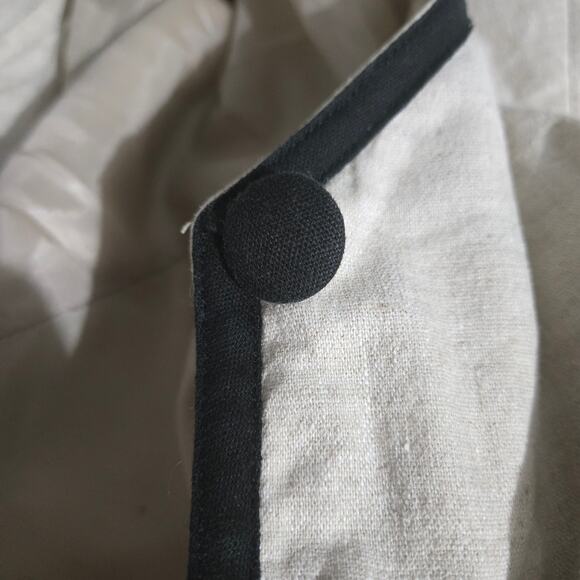 Vintage Althuser Linen Blend Blazer Jacket Beige Crop Tailored Shoulder Pads 10 - Picture 11 of 16